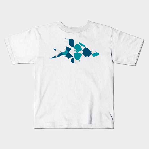 Long Fin Fish Silhouette with Pattern Kids T-Shirt by deificusArt